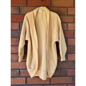 Yellow Cardigan Linda Allard Ellen Tracy Open Sweater Medium Wool/Angora‎